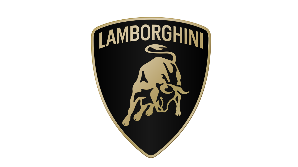 The Lamborghini logo in triangle shape with bull motif